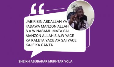 JABIR BIN ABDALLAH YA FADAWA MANZON ALLAH S.A.W NASAMU MATA SAI MANZON ALLAH S.A.W YACE KA KALETA YACE A'A SAI YACE KAJE KA GANTA